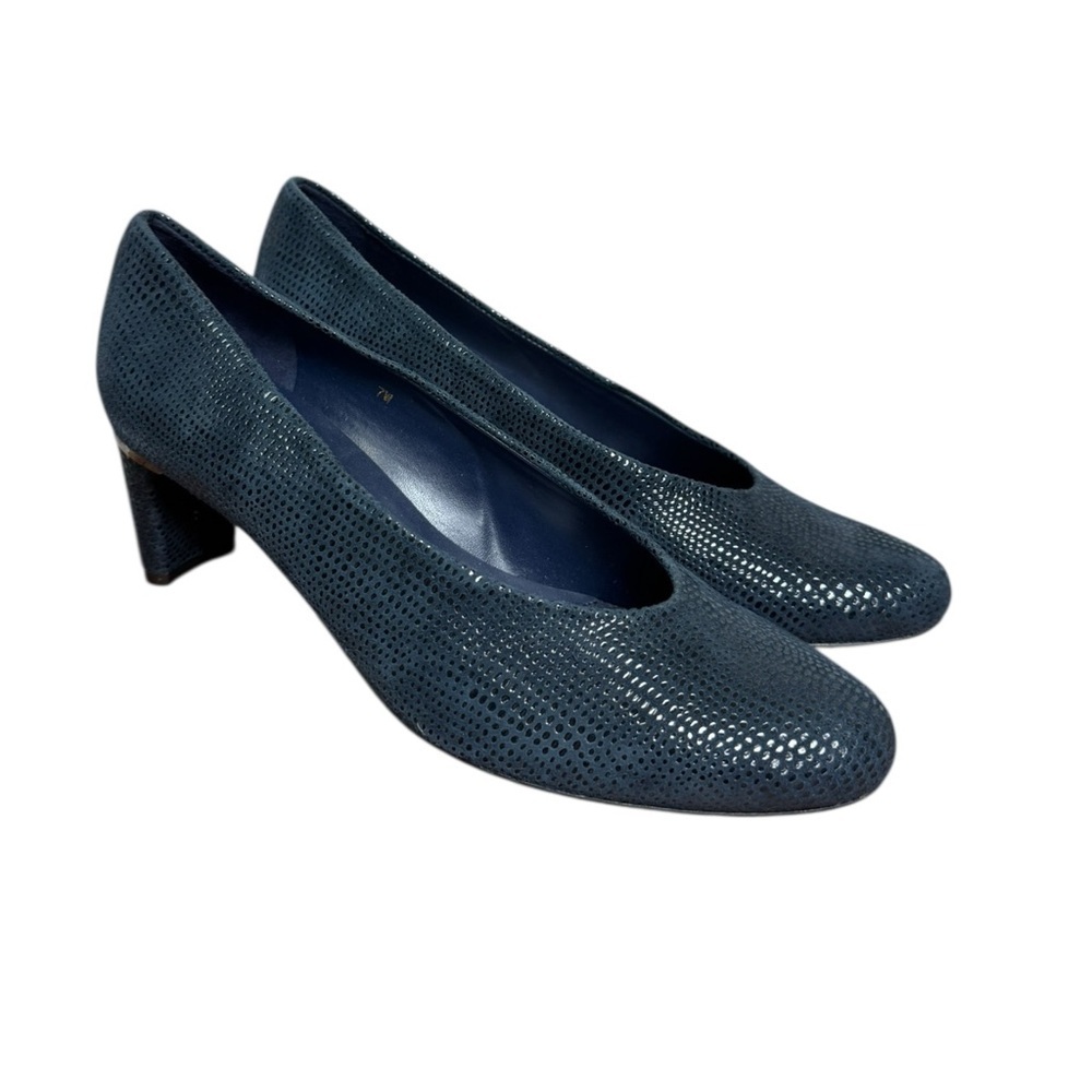 VanEli Navy Textured Dayle Heels, 7W